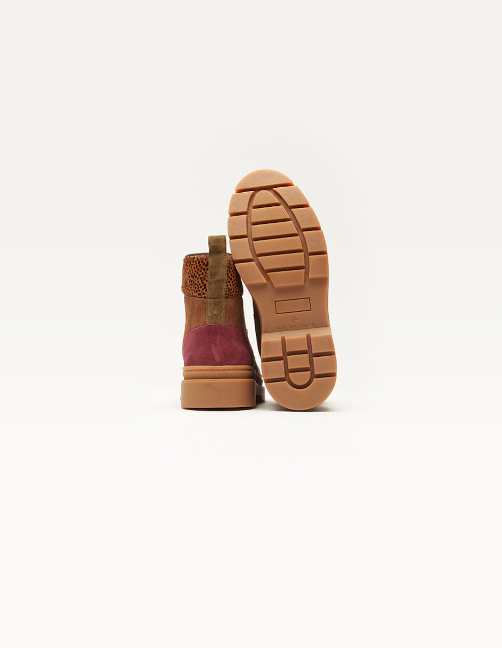 Bottines à lacets Joelle - Suède bordeaux marron kaki