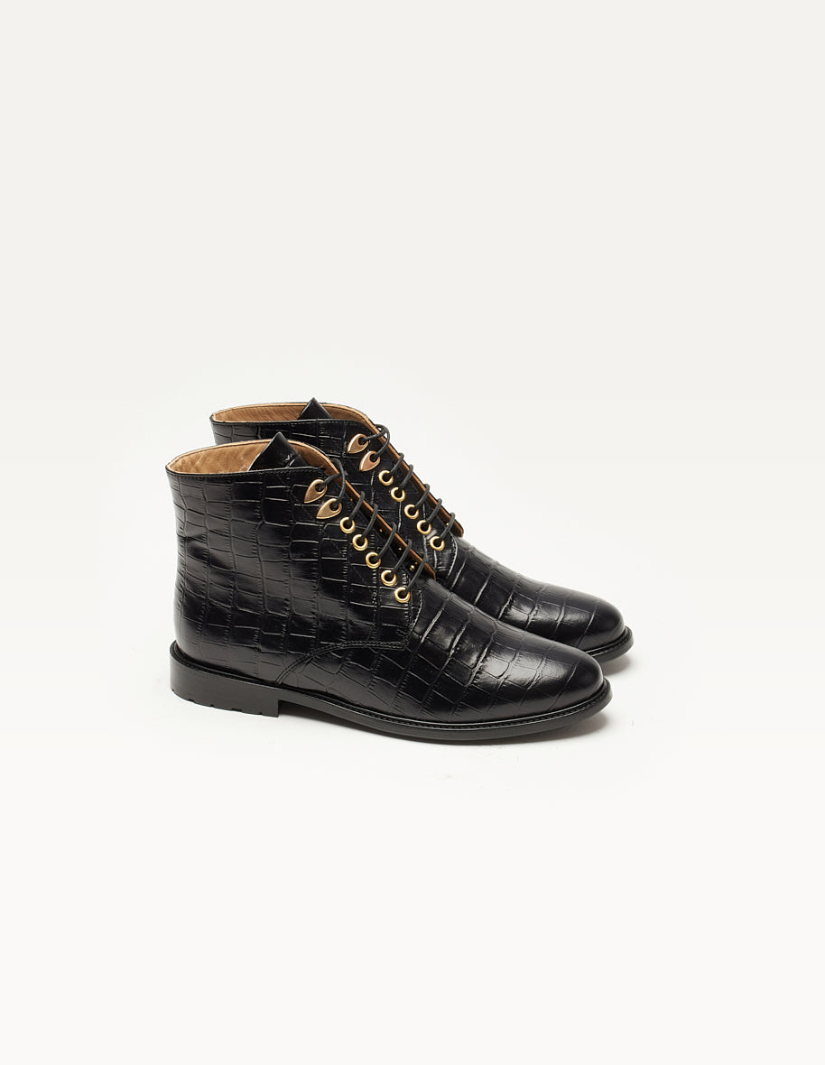Ankle boots Laurene Black crocodile leather