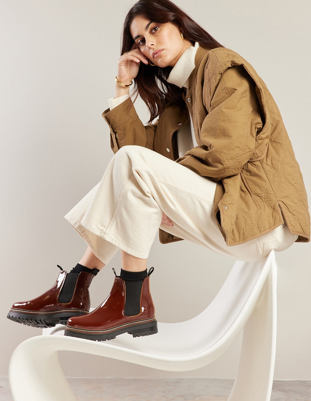 Bottines Pernille - Cuir verni noisette