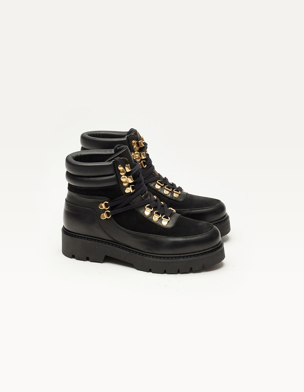 Bottines à lacets Talie - Cuir et suède noir