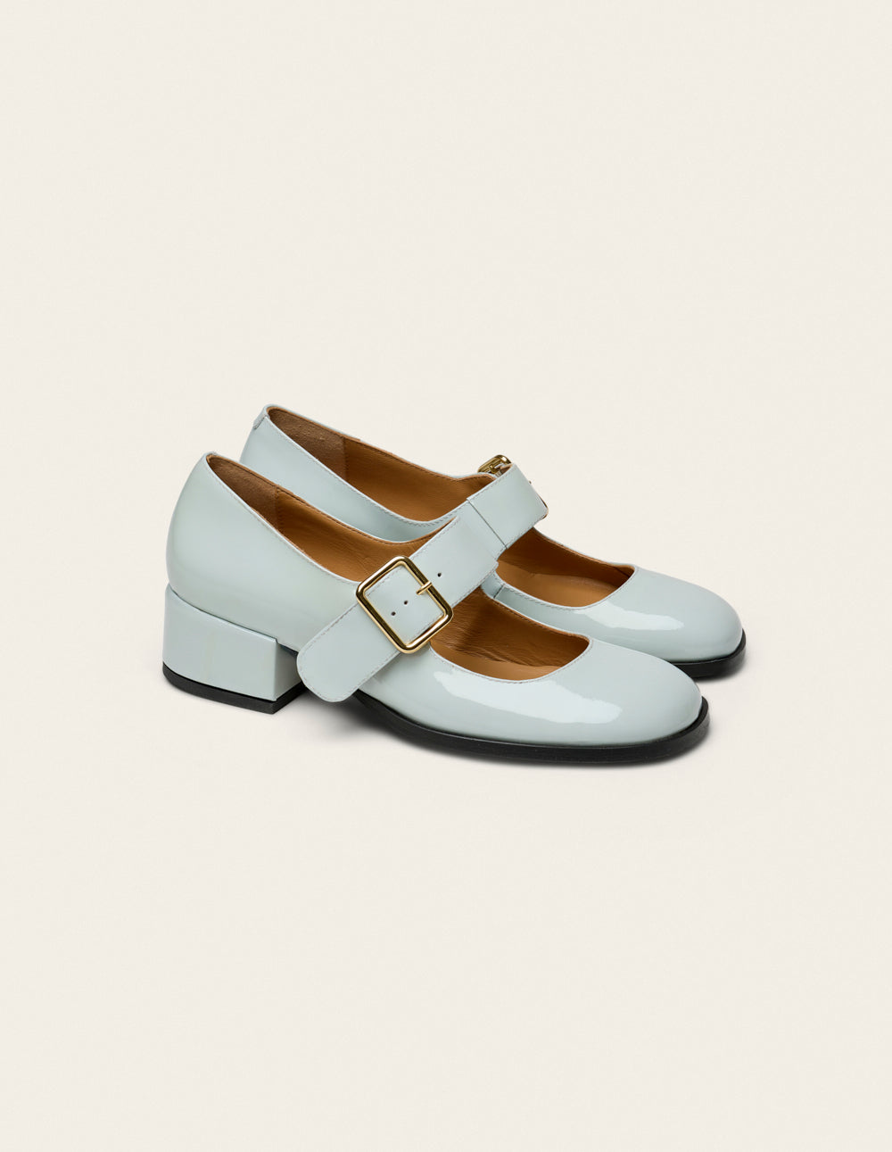 Escarpins Amari - Cuir verni bleu glacé