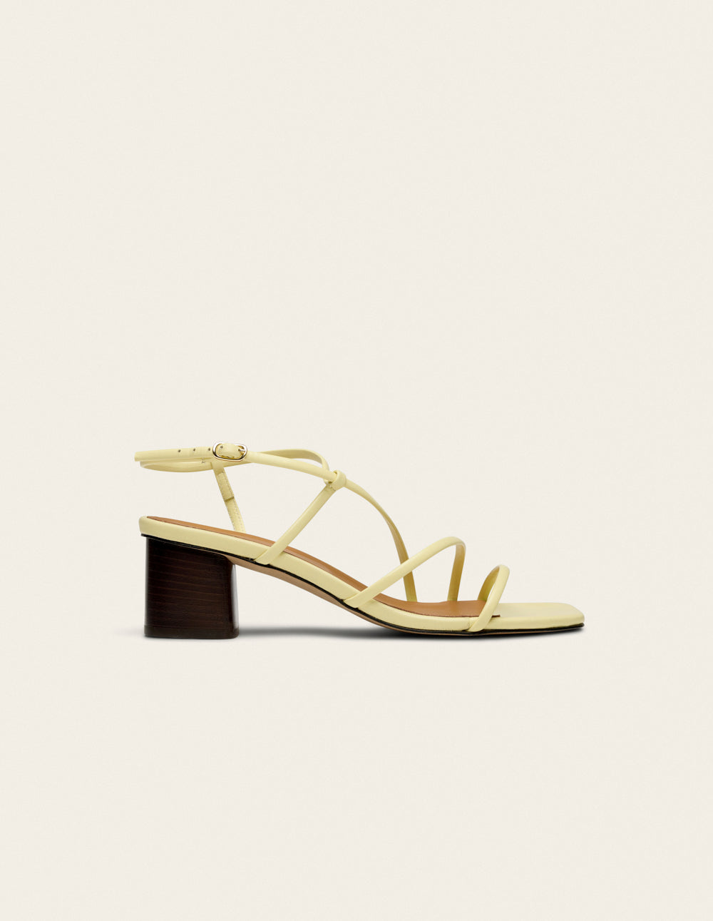 Cola heeled sandals - Pastel yellow leather