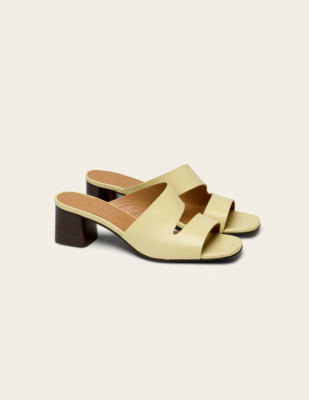 Mules Fika - Cuir jaune pastel