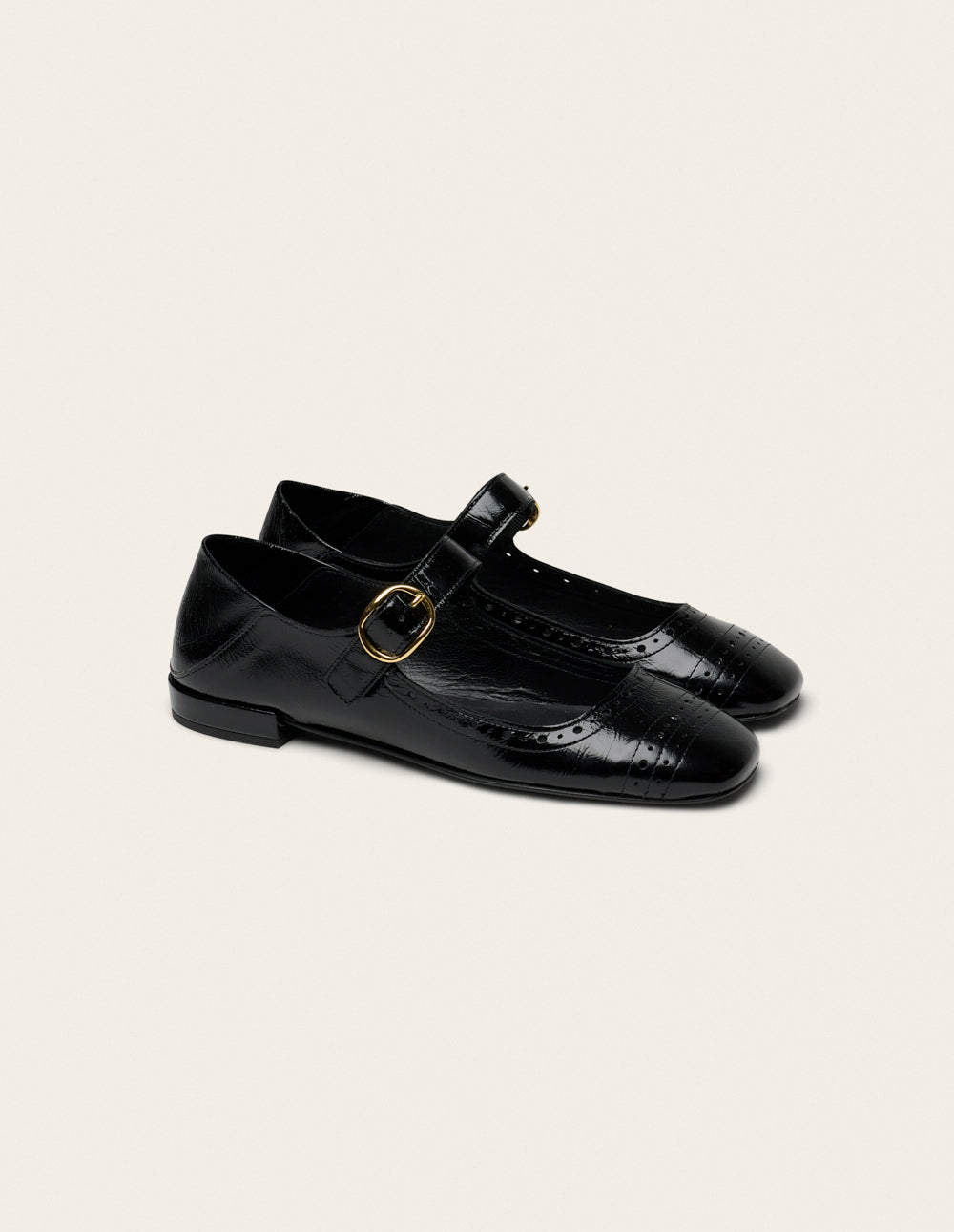 Lali ballet flats - Black Patent Pleated Leather