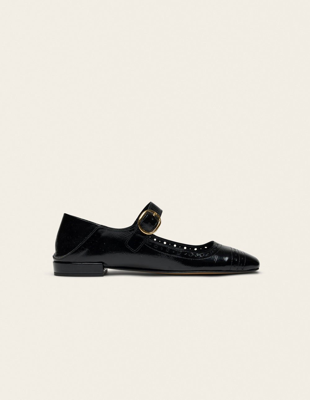 Lali ballet flats - Black Patent Pleated Leather