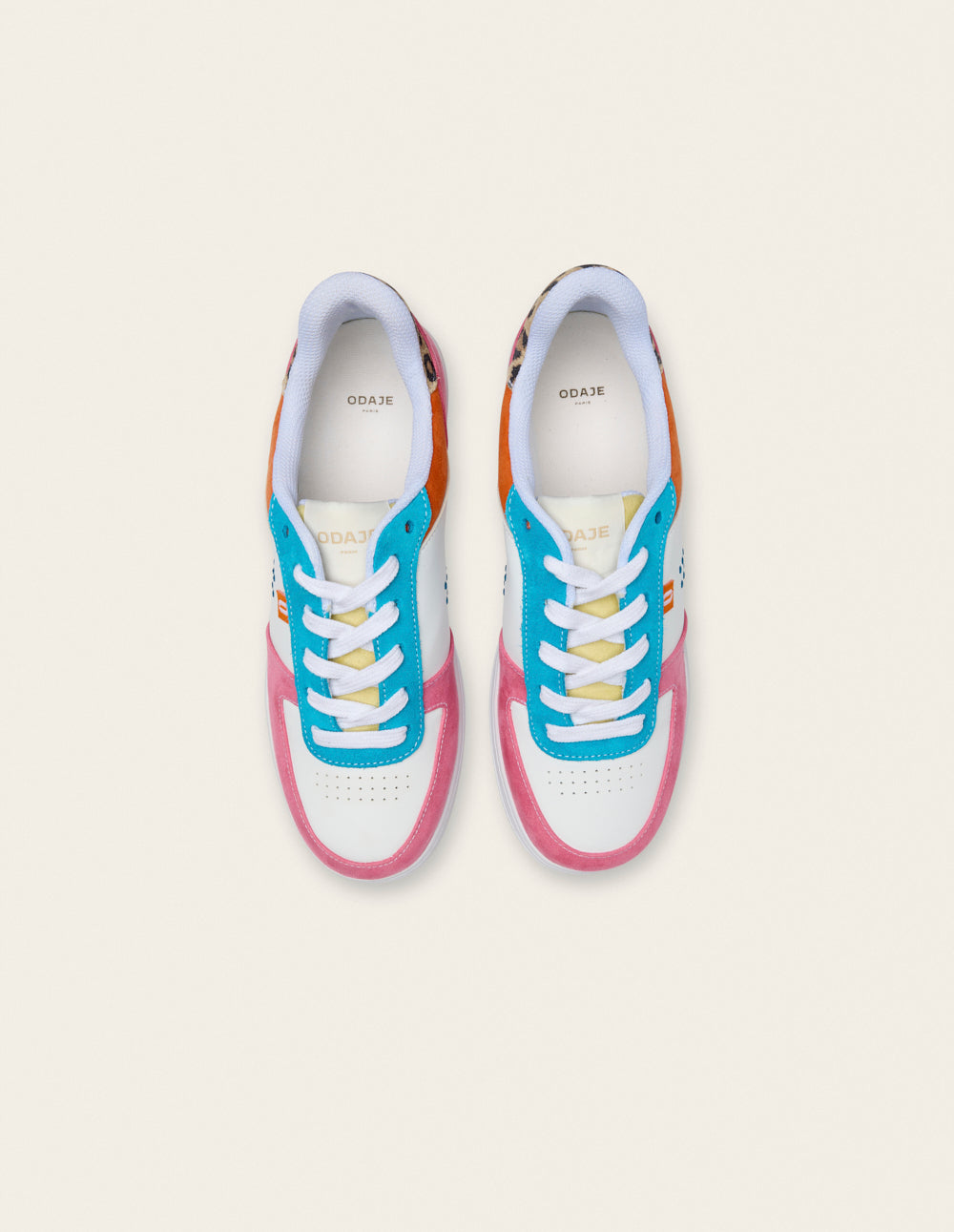 Baskets basses Maxence F - Rose turquoise orange