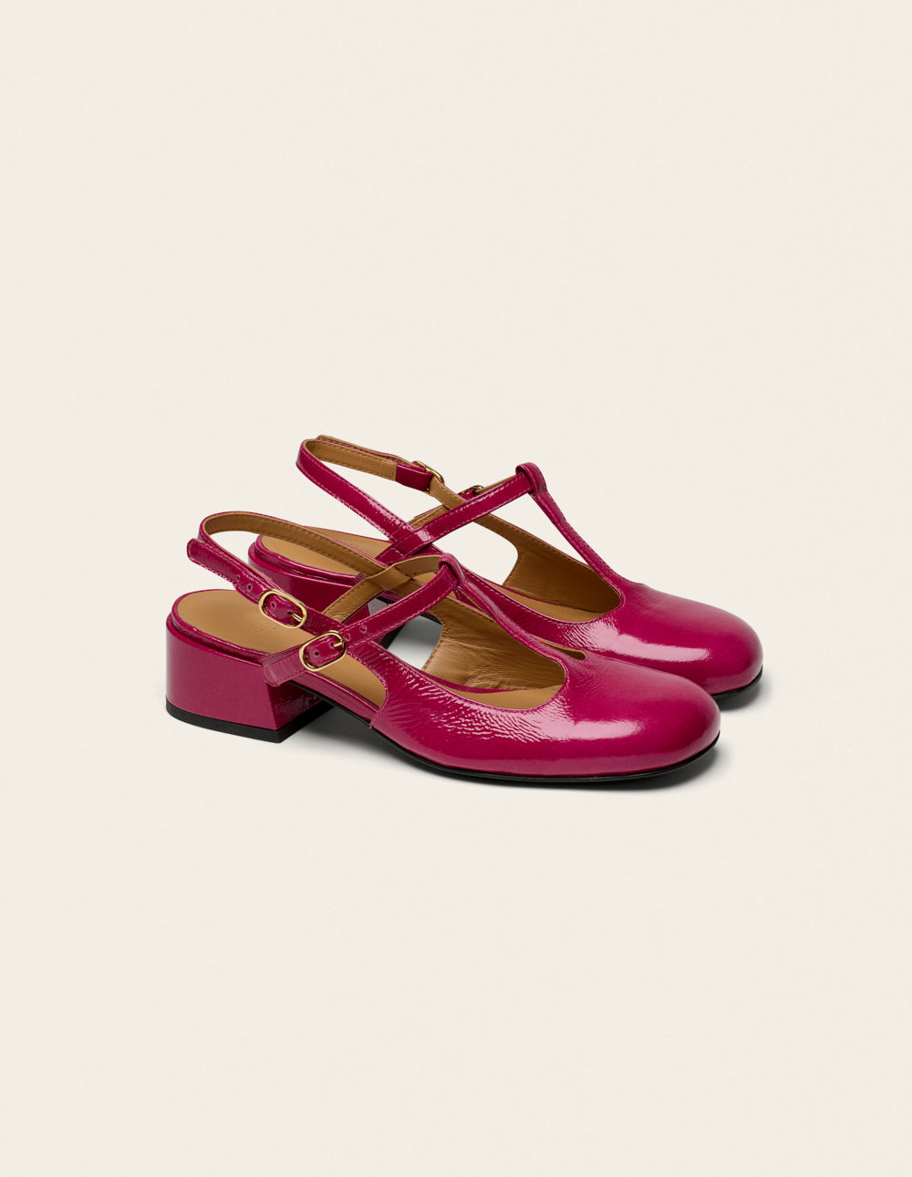 Ryla pumps - Raspberry patent pleated leather