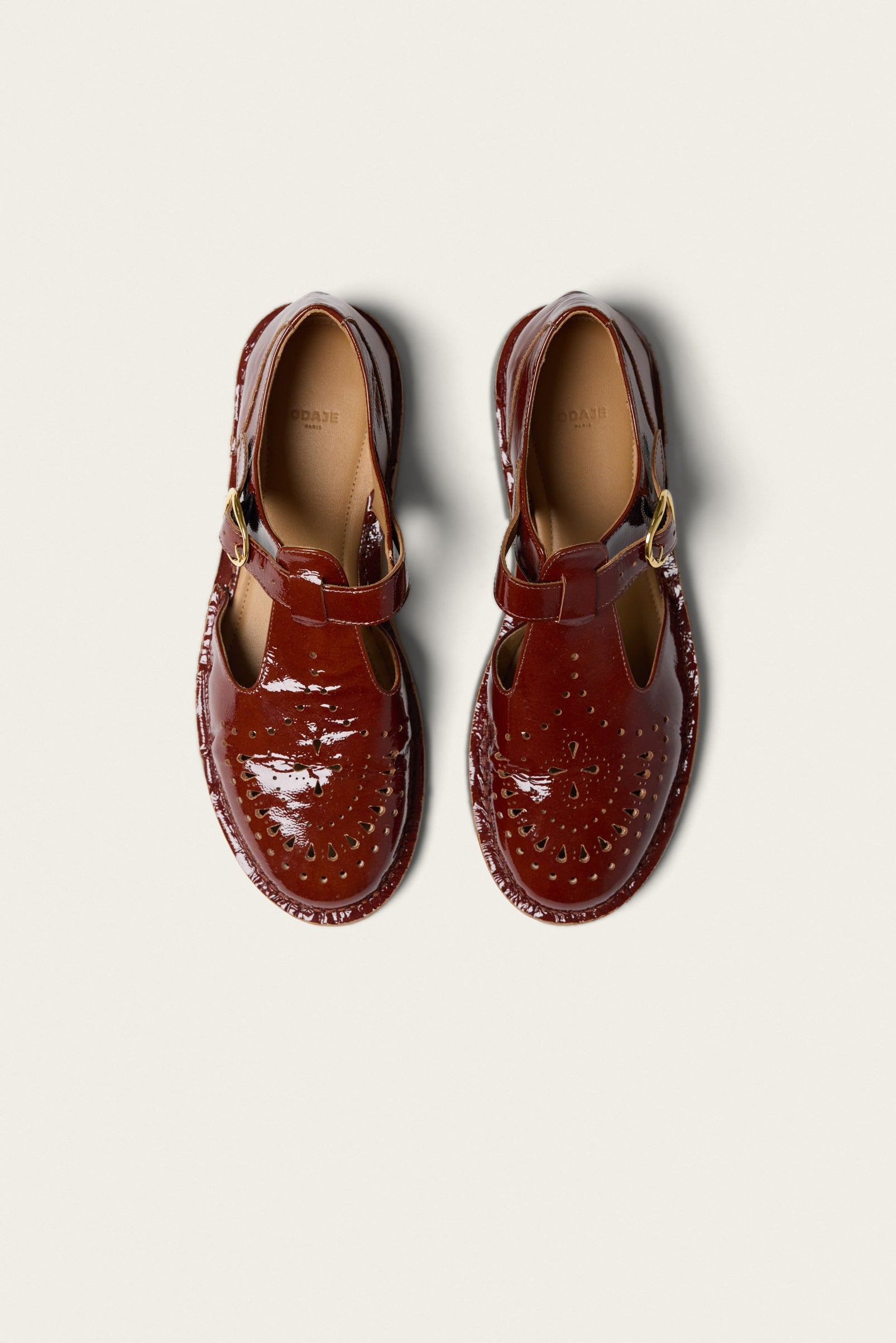 Ario Derbies - Brown patent pleated leather