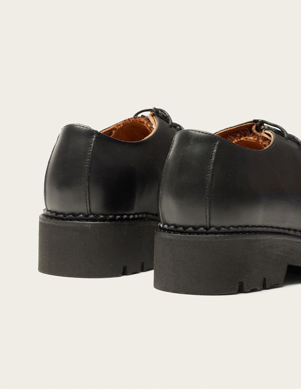 Derbies Deborah - Black leather and pony