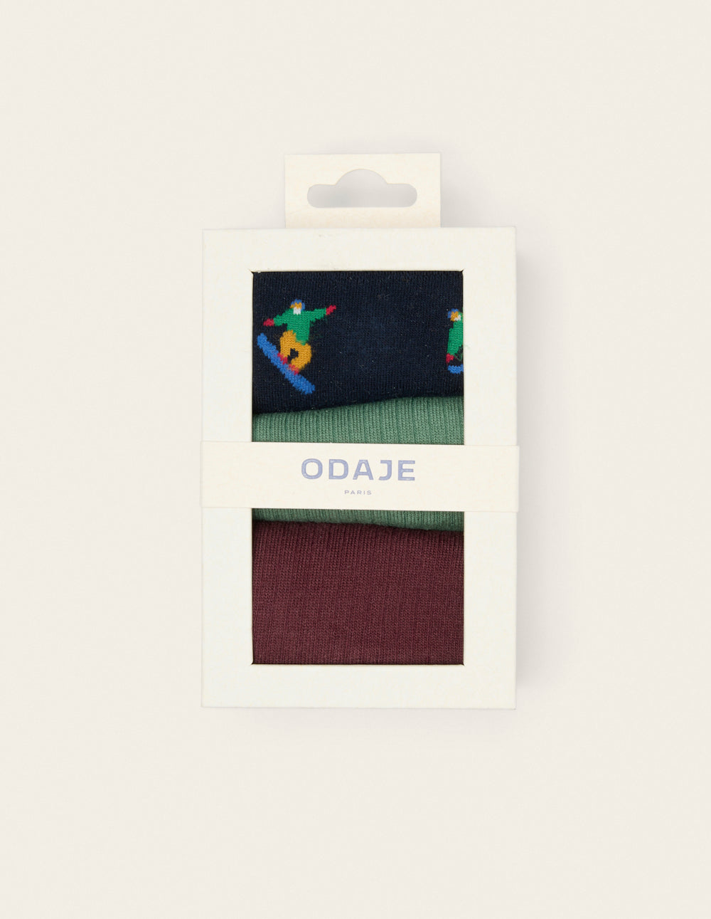 Pack of 3 Socks - Snowboarder green navy burgundy
