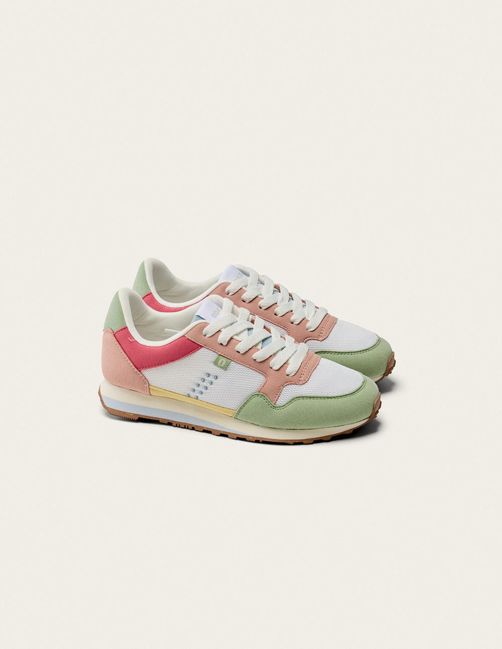 Baskets basses Gabrielle - Vert blanc rose clair