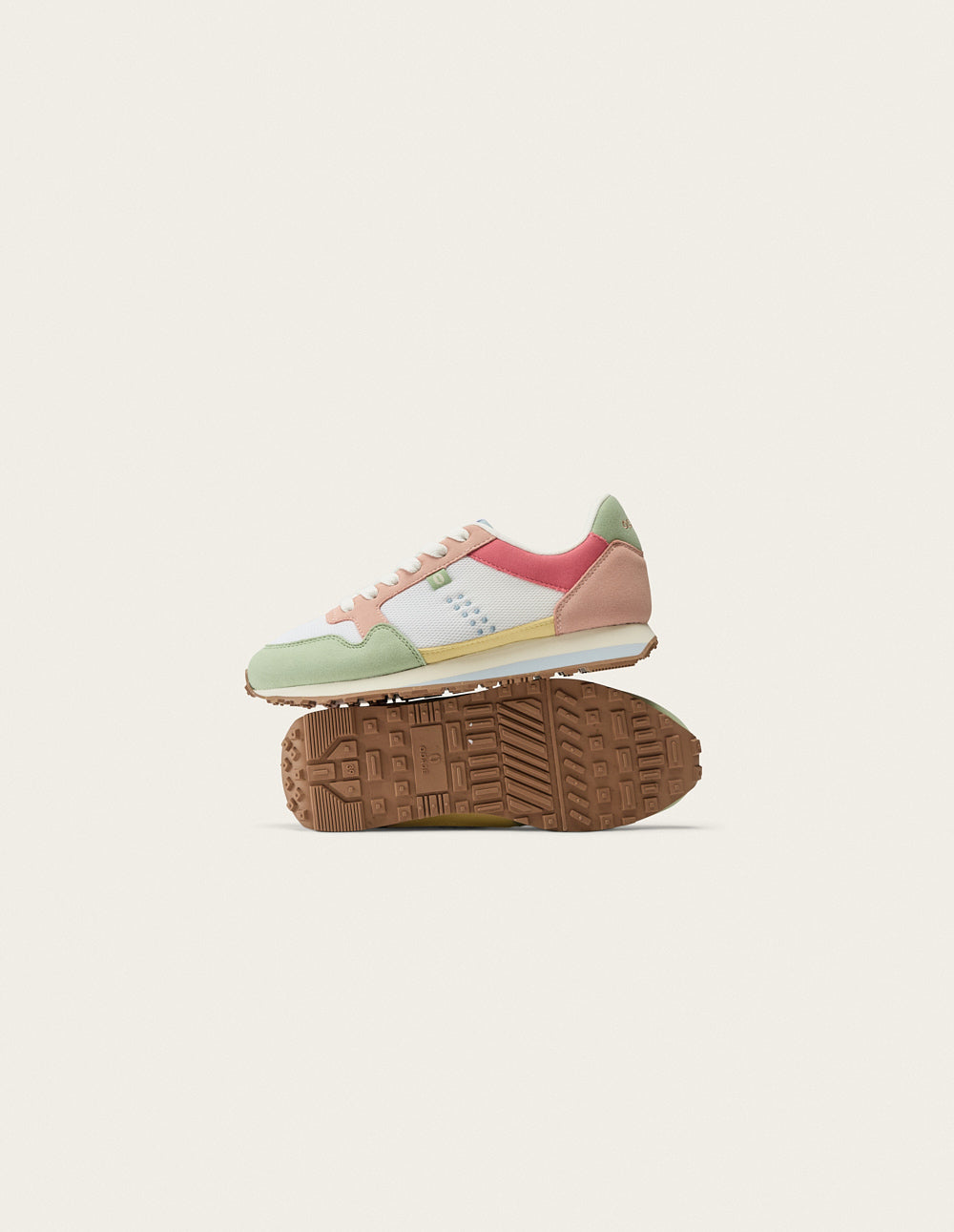 Baskets basses Gabrielle - Vert blanc rose clair