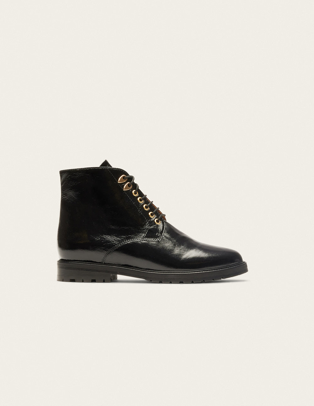 Ankle boots Laurène laces boots - Black naplak leather