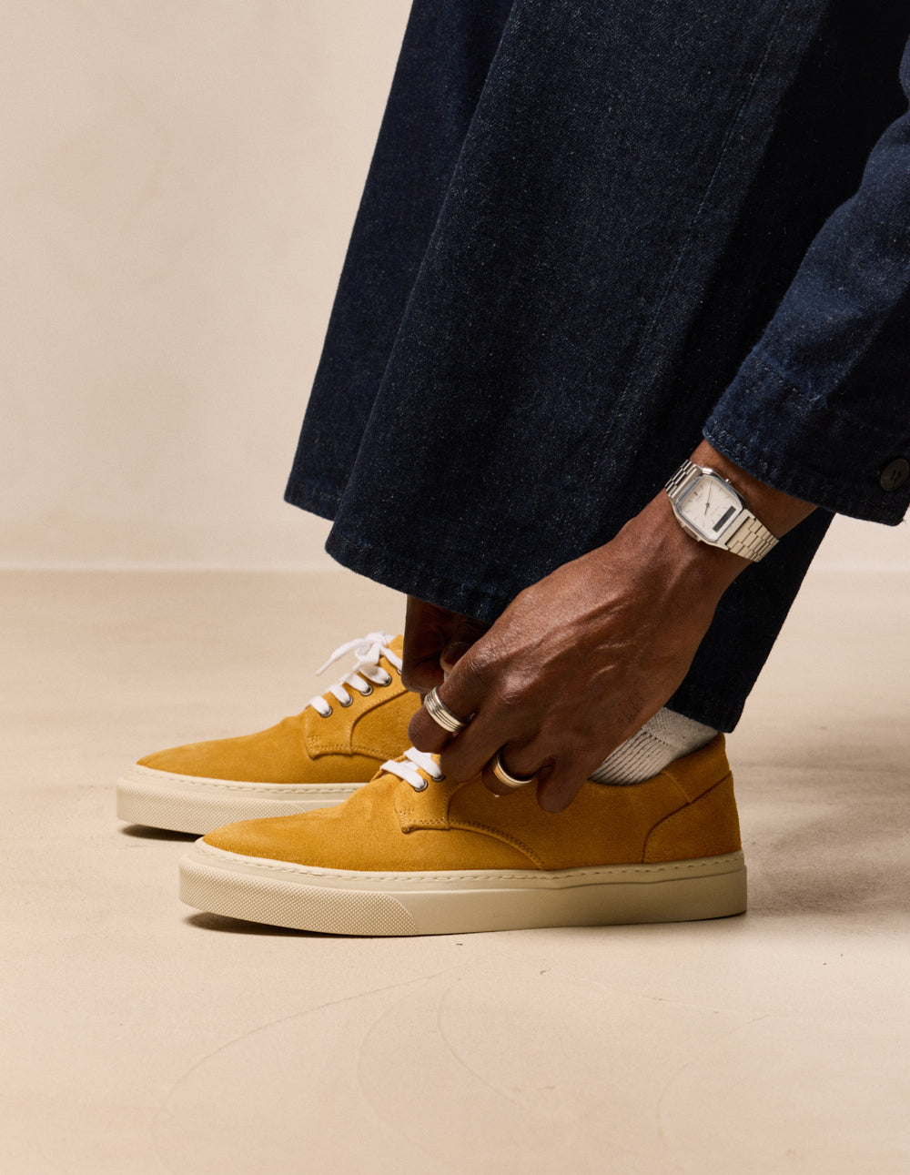 Alexandre Low-top trainers - Ochre suede