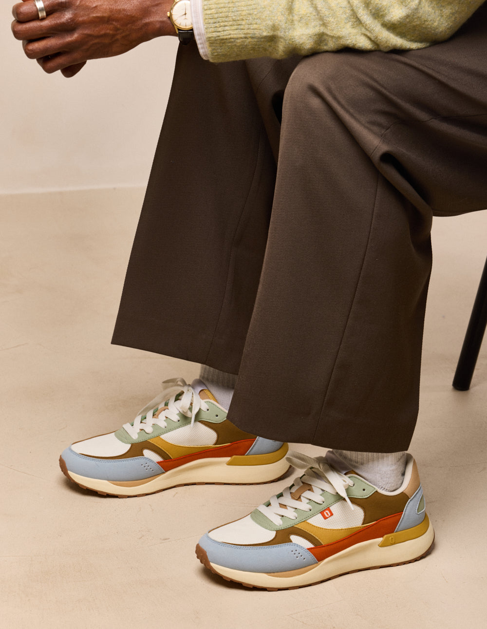 Anael low-top trainers - Sky blue pistachio brown