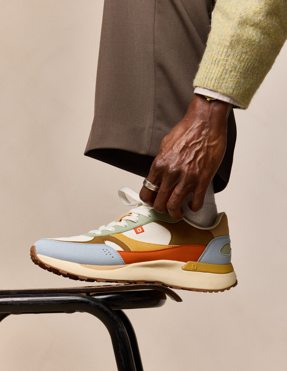 Anael low-top trainers - Sky blue pistachio brown