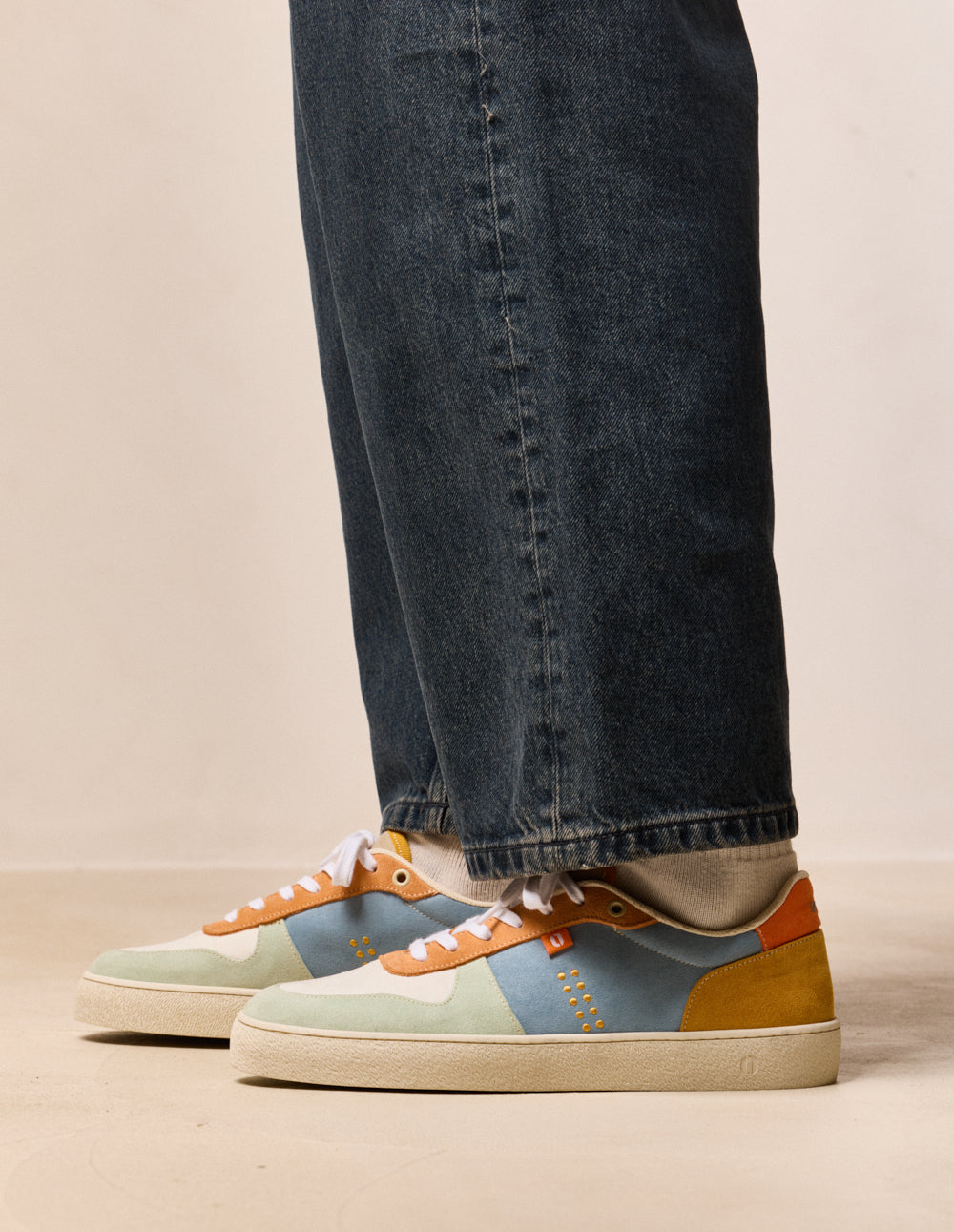 Baskets basses Arthur - Pistache ciel moutarde