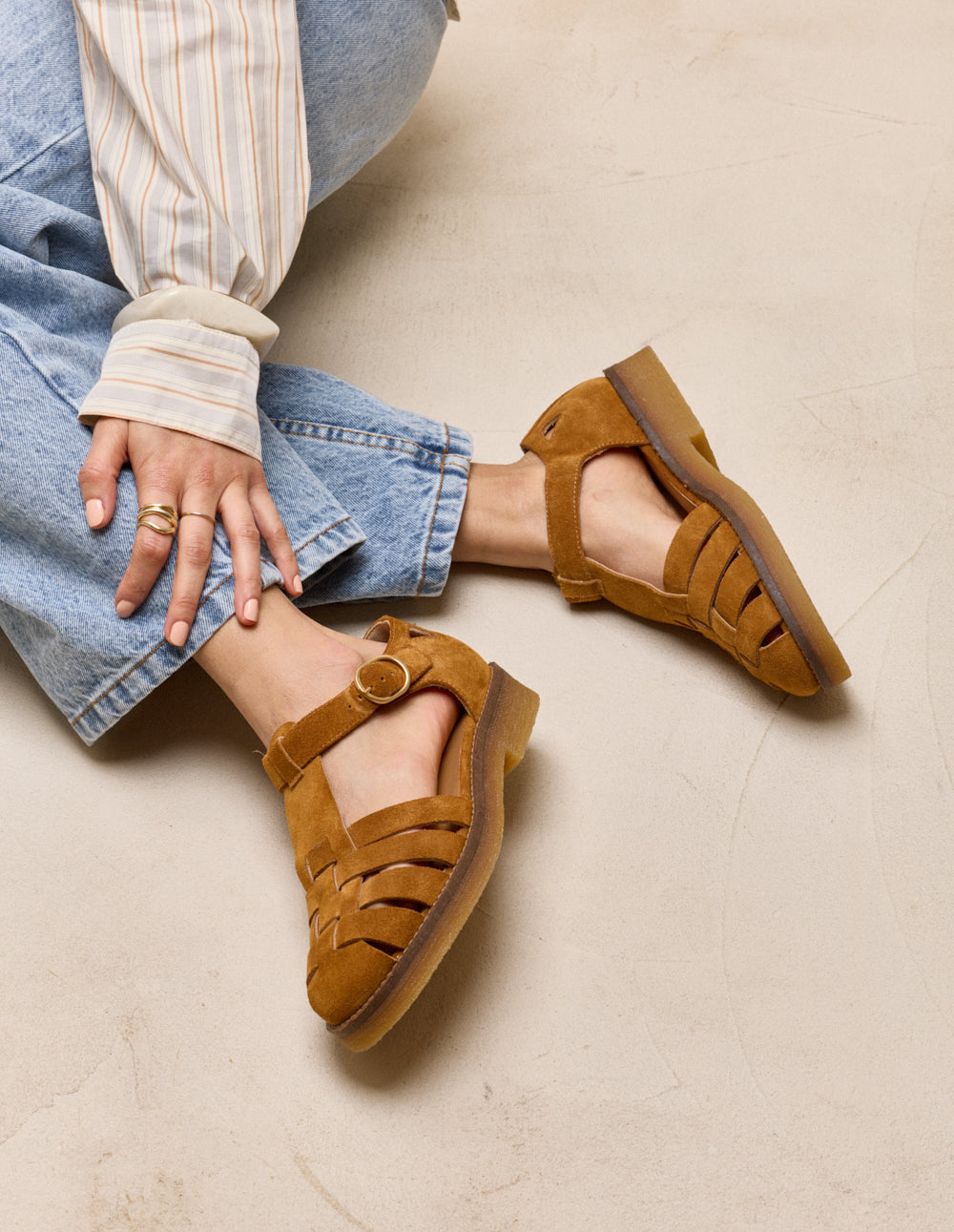 Sandales Charlie - Suède ambre