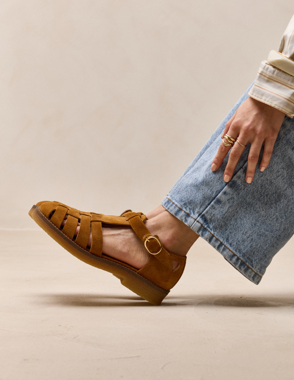 Sandales Charlie - Suède ambre