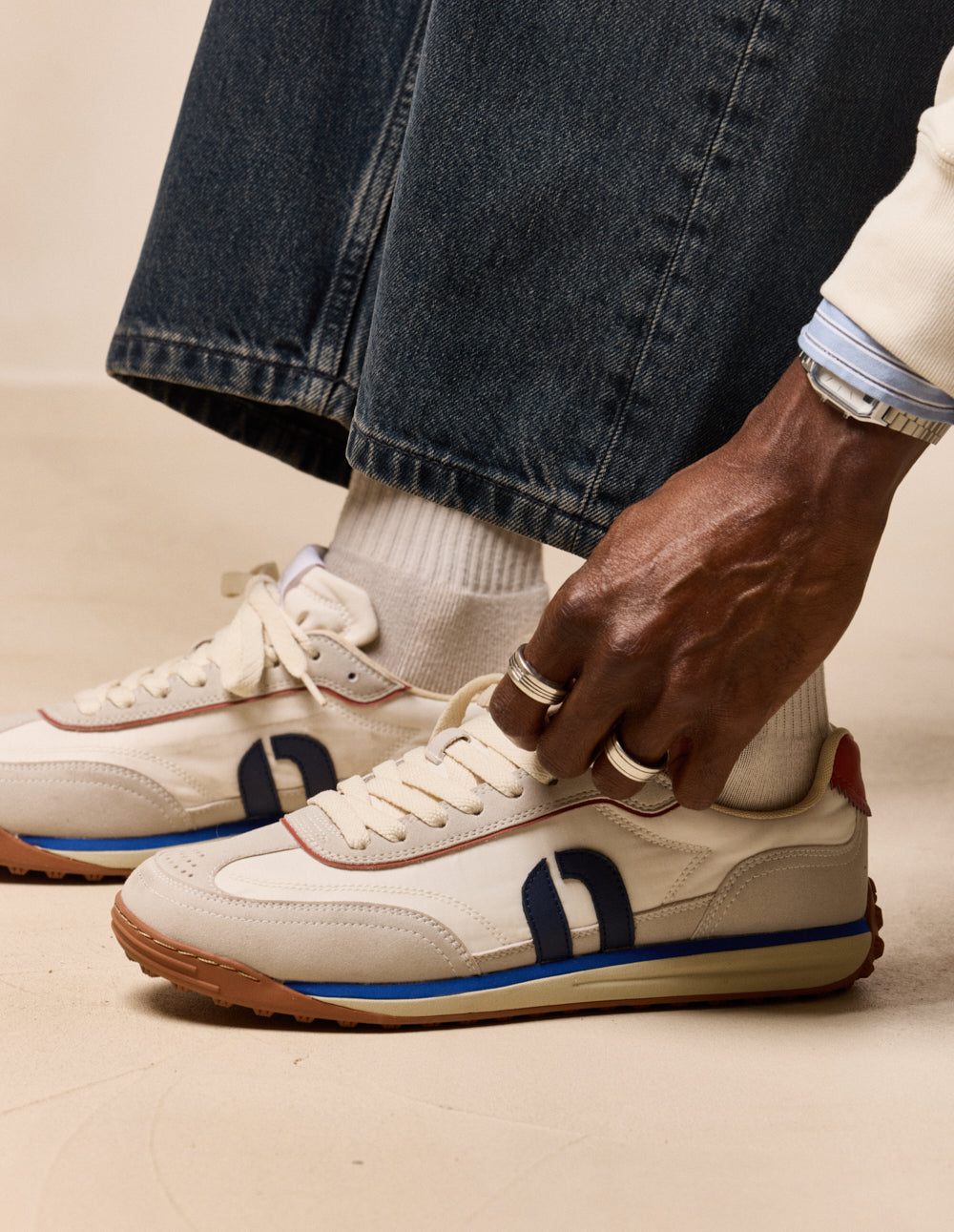 Baskets basses Crest - Beige écru brique