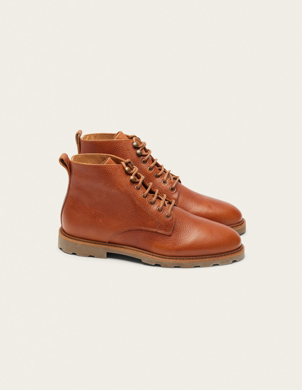 Boots Eugène - Grained cognac pull up leather