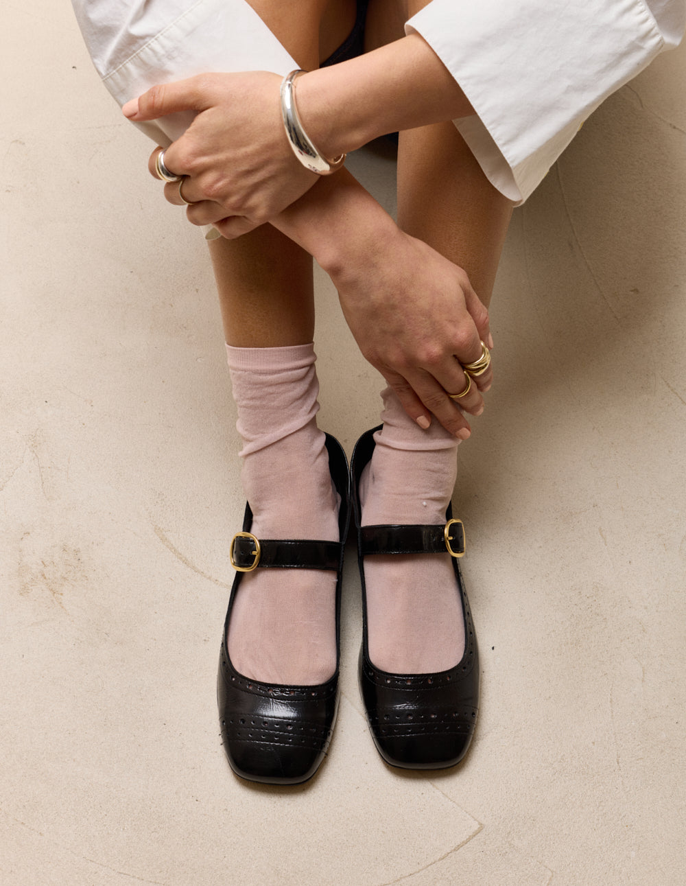 Lali ballet flats - Black Patent Pleated Leather