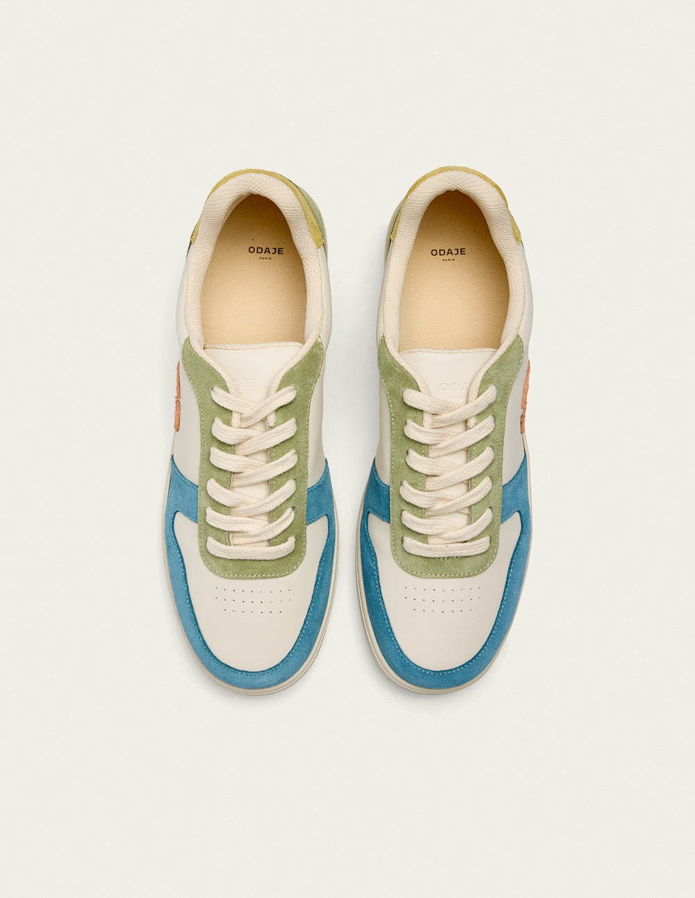 Baskets basses Matthieu - Bleu ciel écru kaki