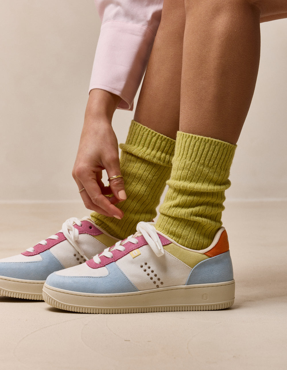 Baskets basses Maxence F - Ciel rose citron