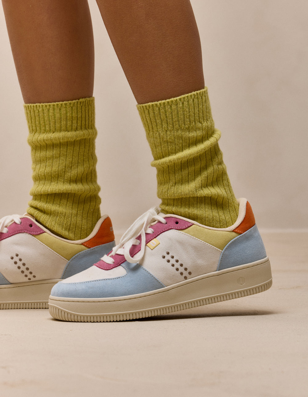 Baskets basses Maxence F - Ciel rose citron