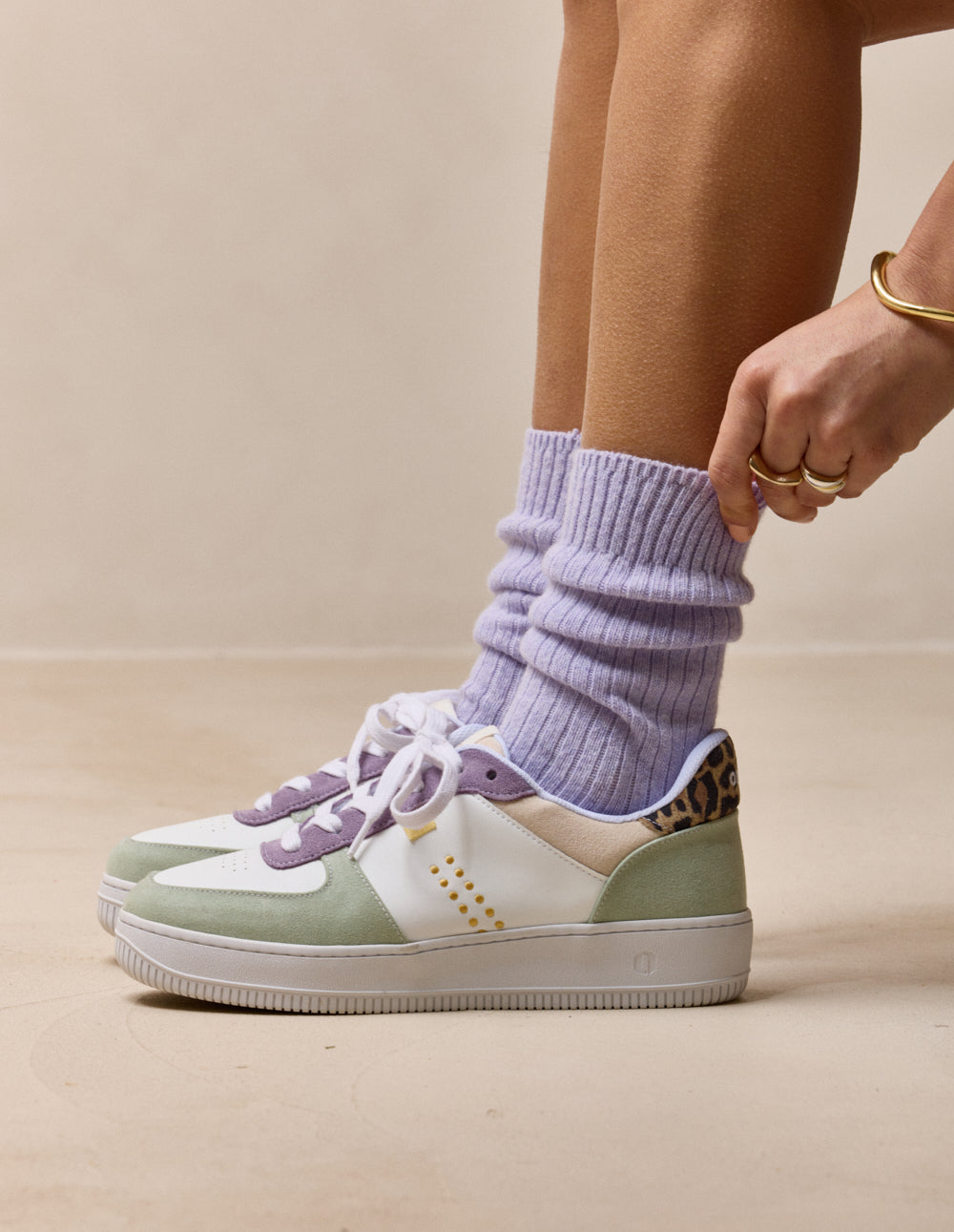 Baskets basses Maxence F - Vert blanc lilas