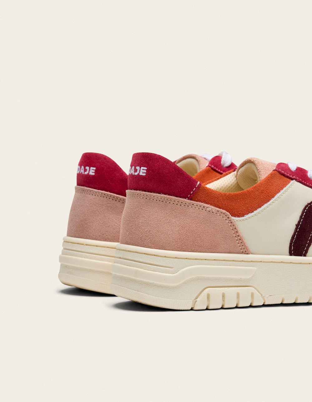 Baskets basses Nora - Nude orange blanc