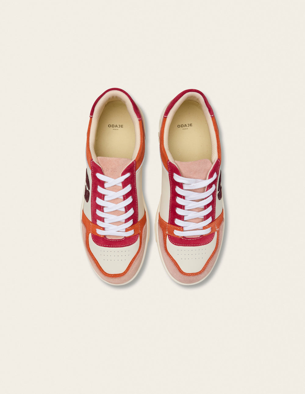 Baskets basses Nora - Nude orange blanc