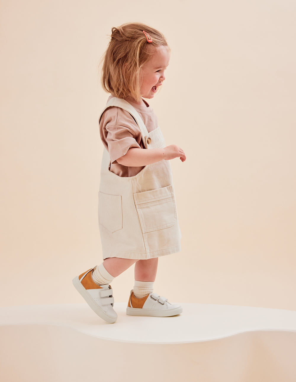 Baskets Enfants René Junior - Blanc moutarde