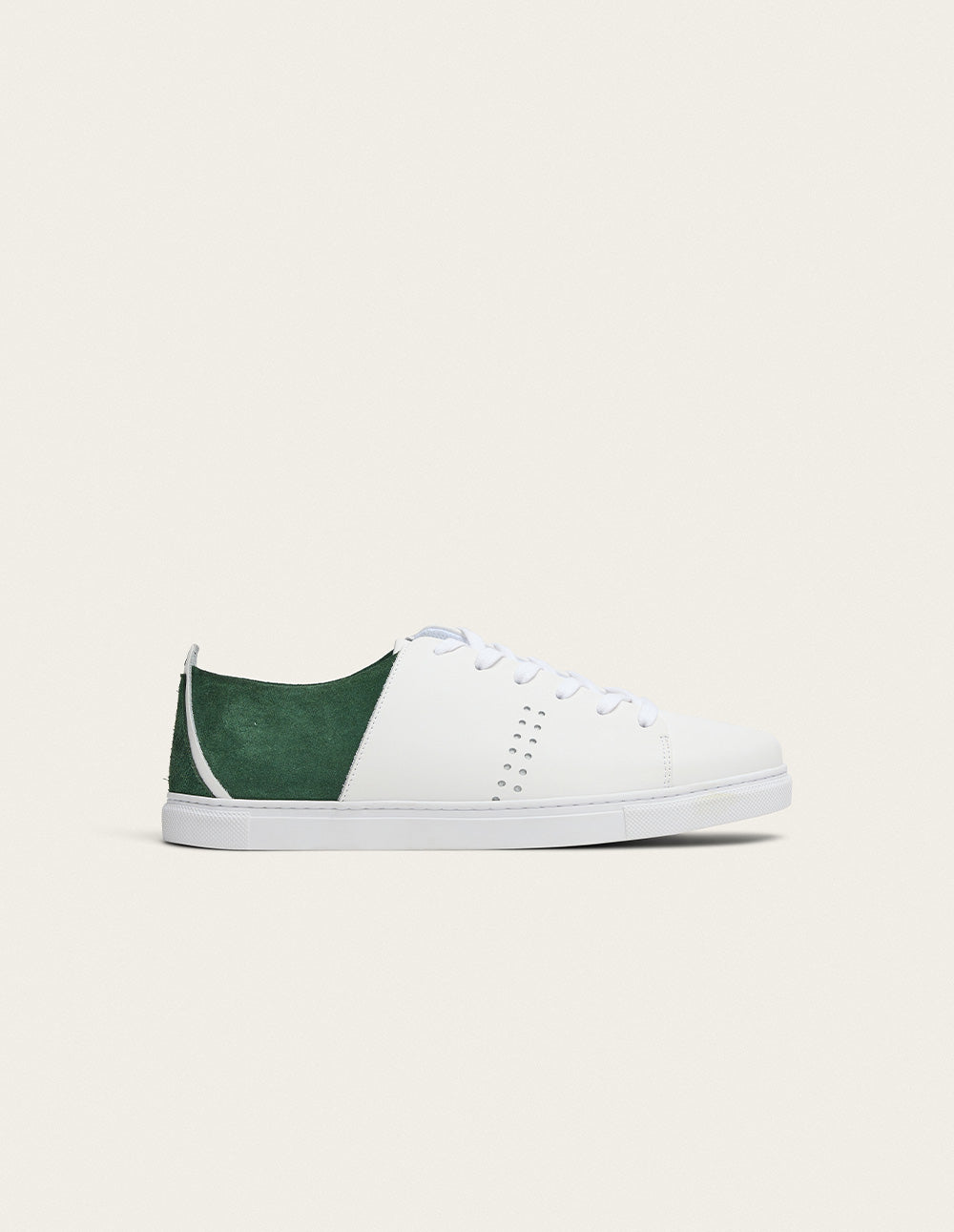 Baskets basses René - Blanc et vert