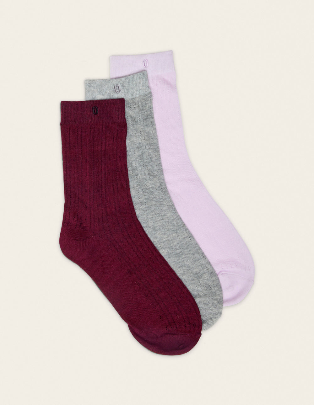 3-Pack of Socks - Openwork Pink Grey Burgundy