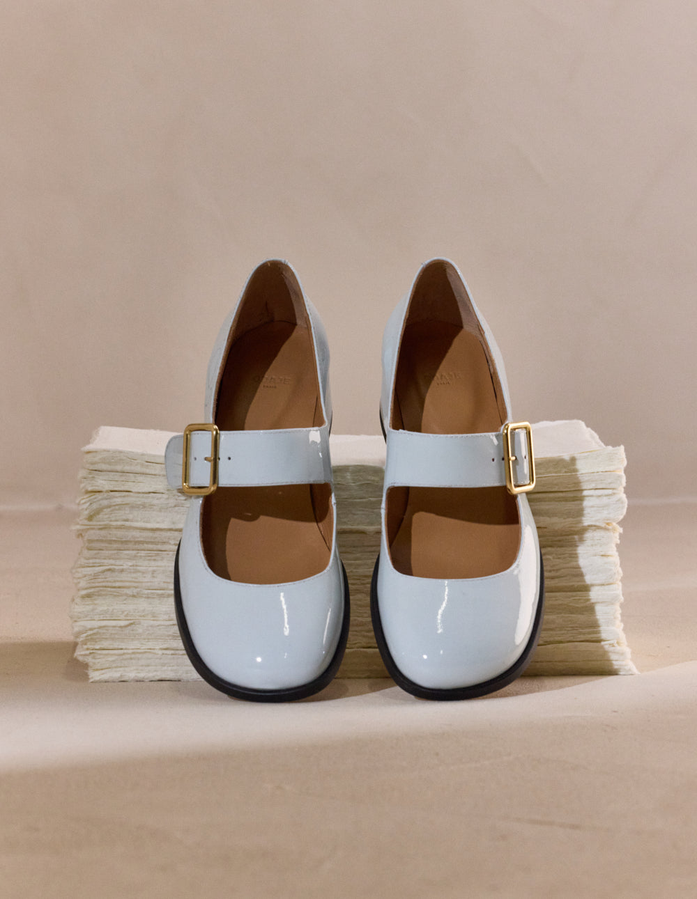 Escarpins Amari - Cuir verni bleu glacé