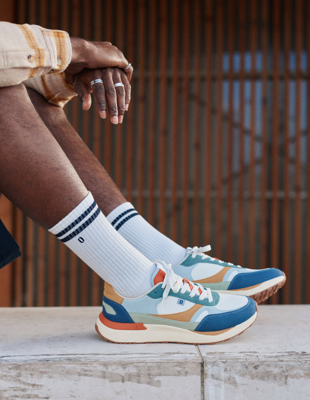 Anael low-top trainers - Petrol white dark green