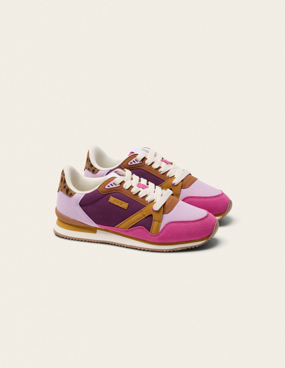 Baskets Andrée - Bordeaux lilas camel