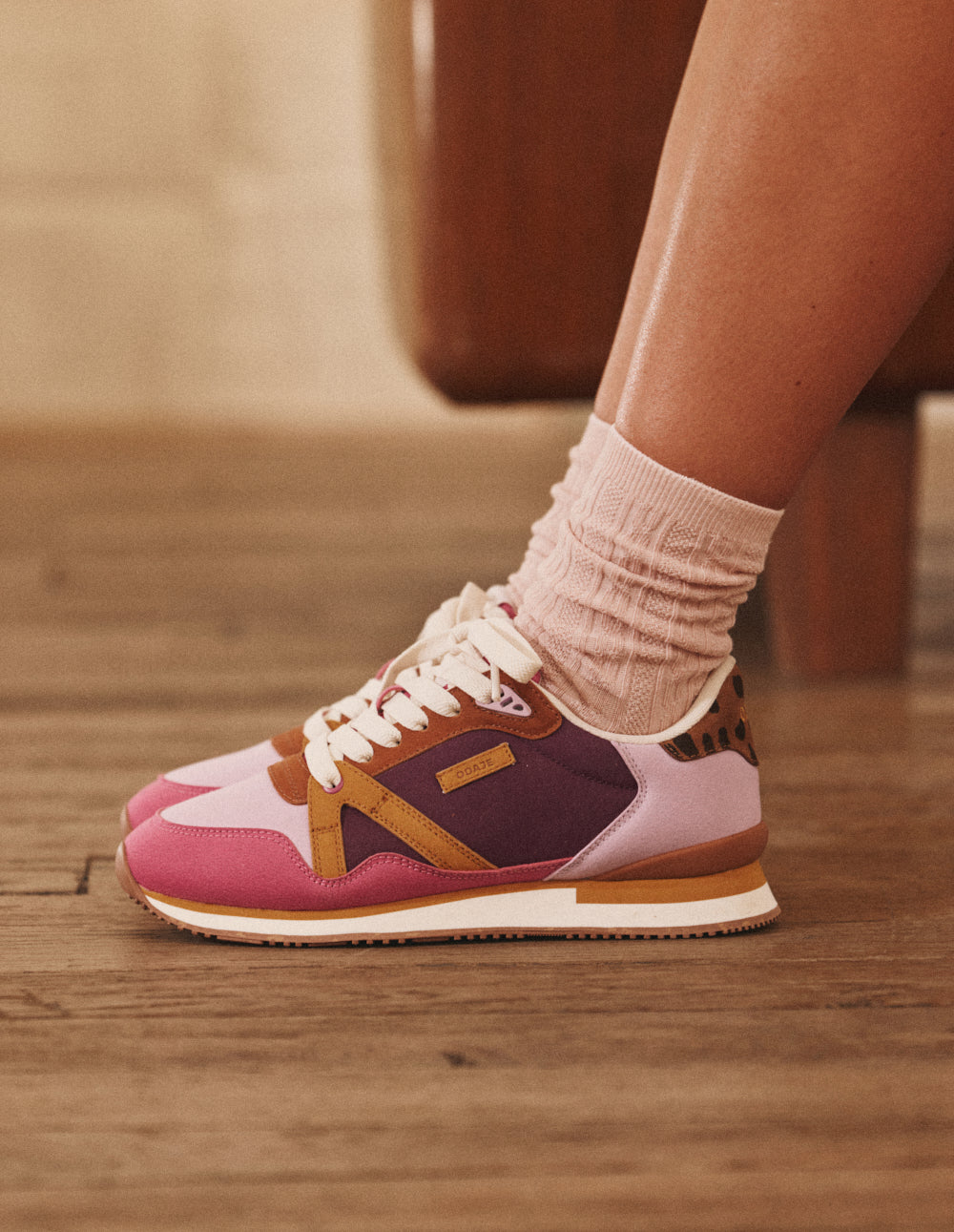 Baskets Andrée - Bordeaux lilas camel