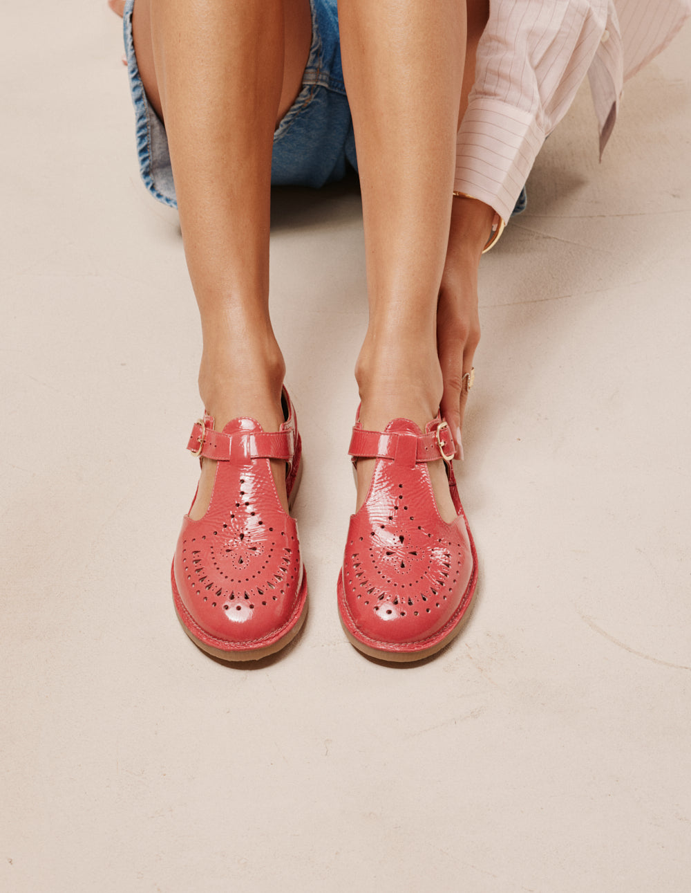 Ario Derby - Pink  patent pleated leather