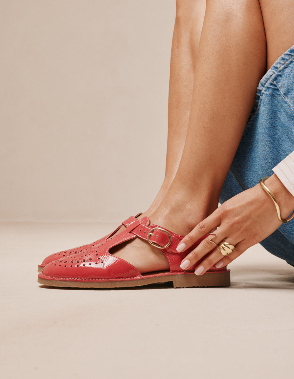Ario Derby - Pink  patent pleated leather
