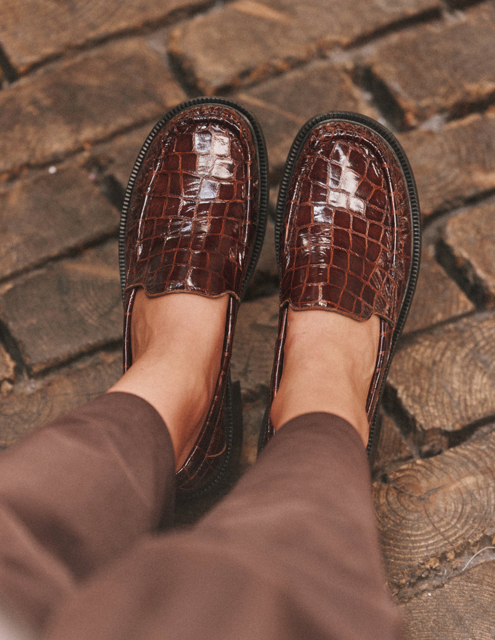 Auri loafers - Brown crocodile leather