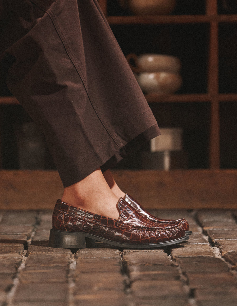 Auri loafers - Brown crocodile leather