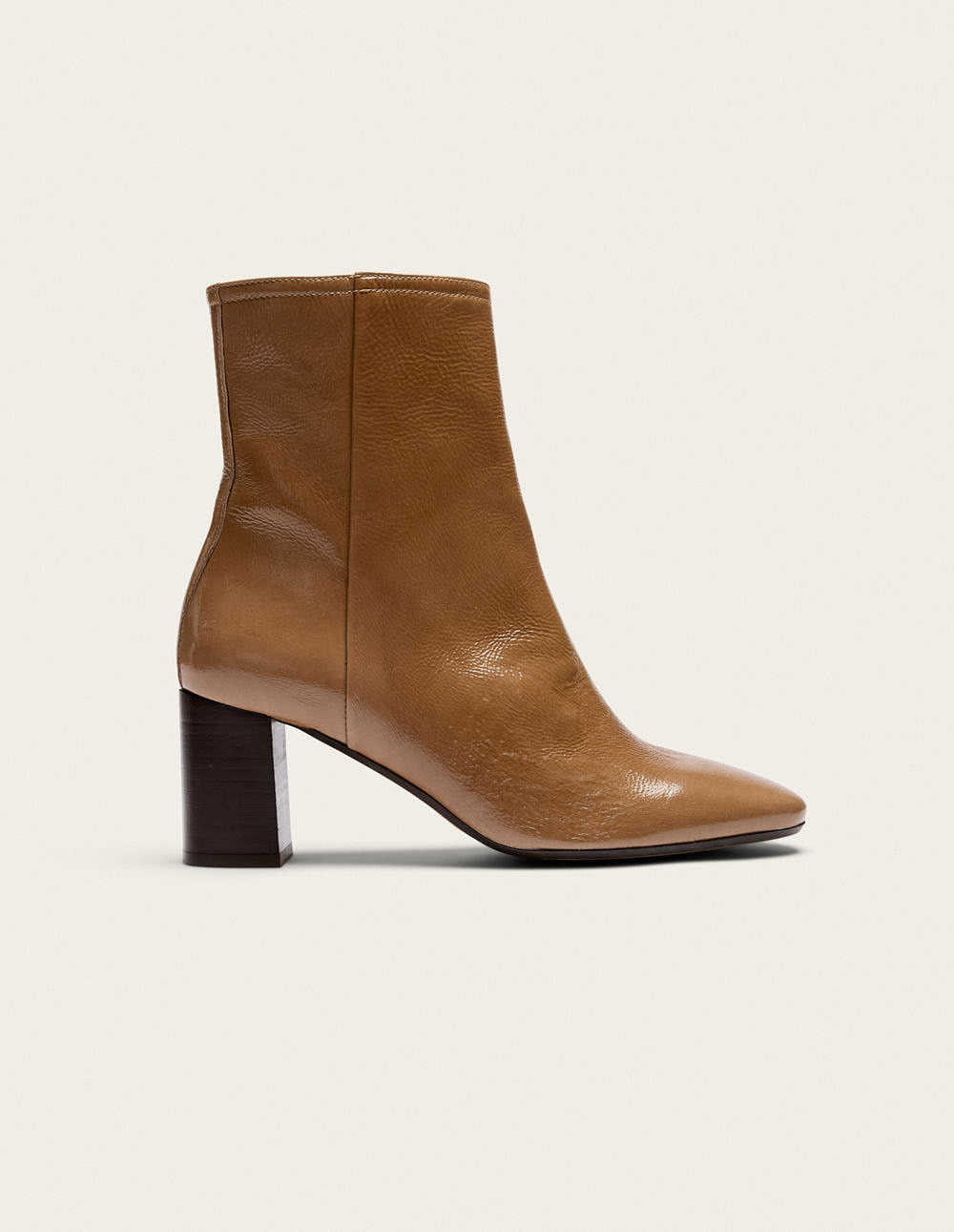 Bottines à talons Brune - Cuir plissé verni mocha