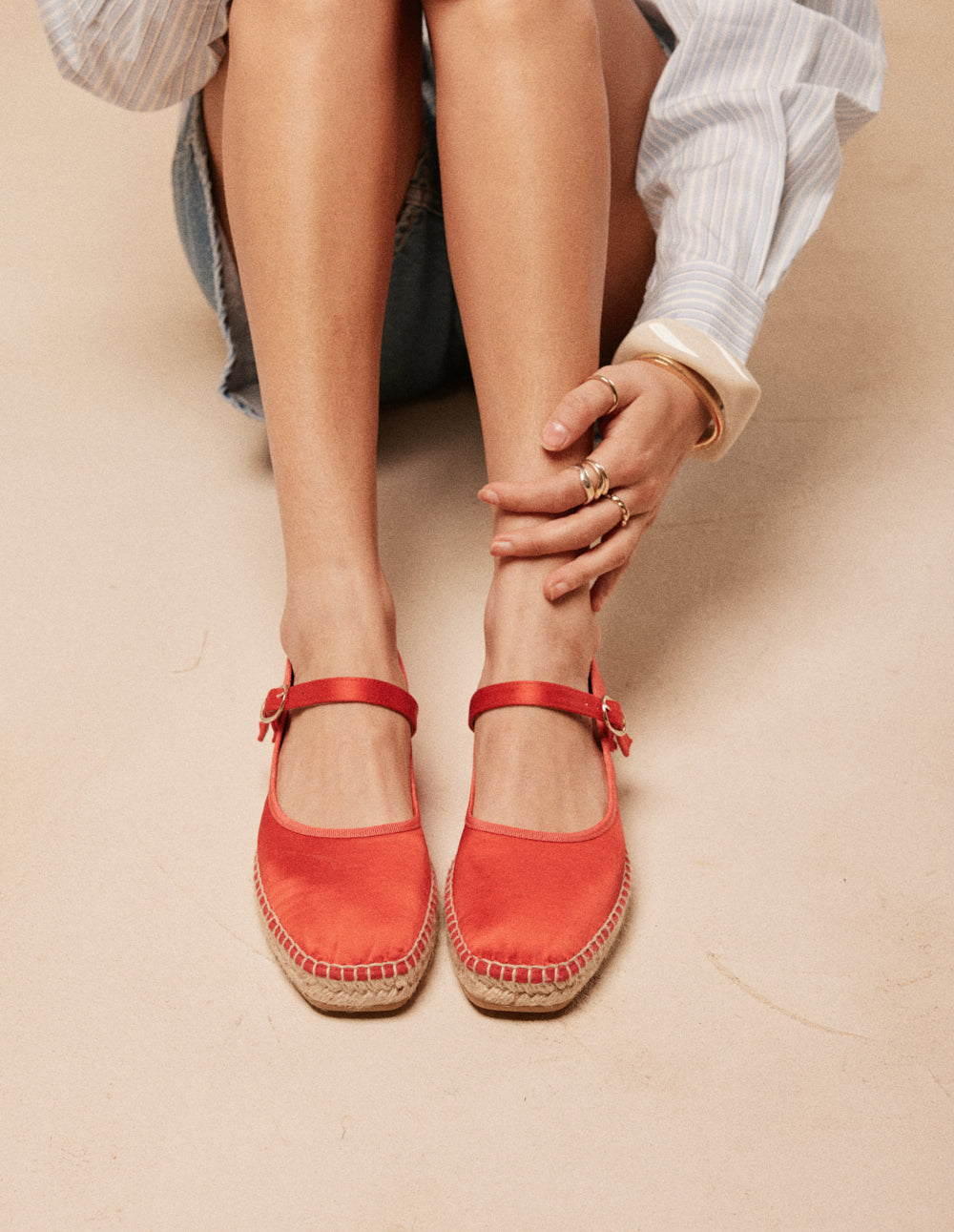 Espadrilles Bebi - Satin rouge