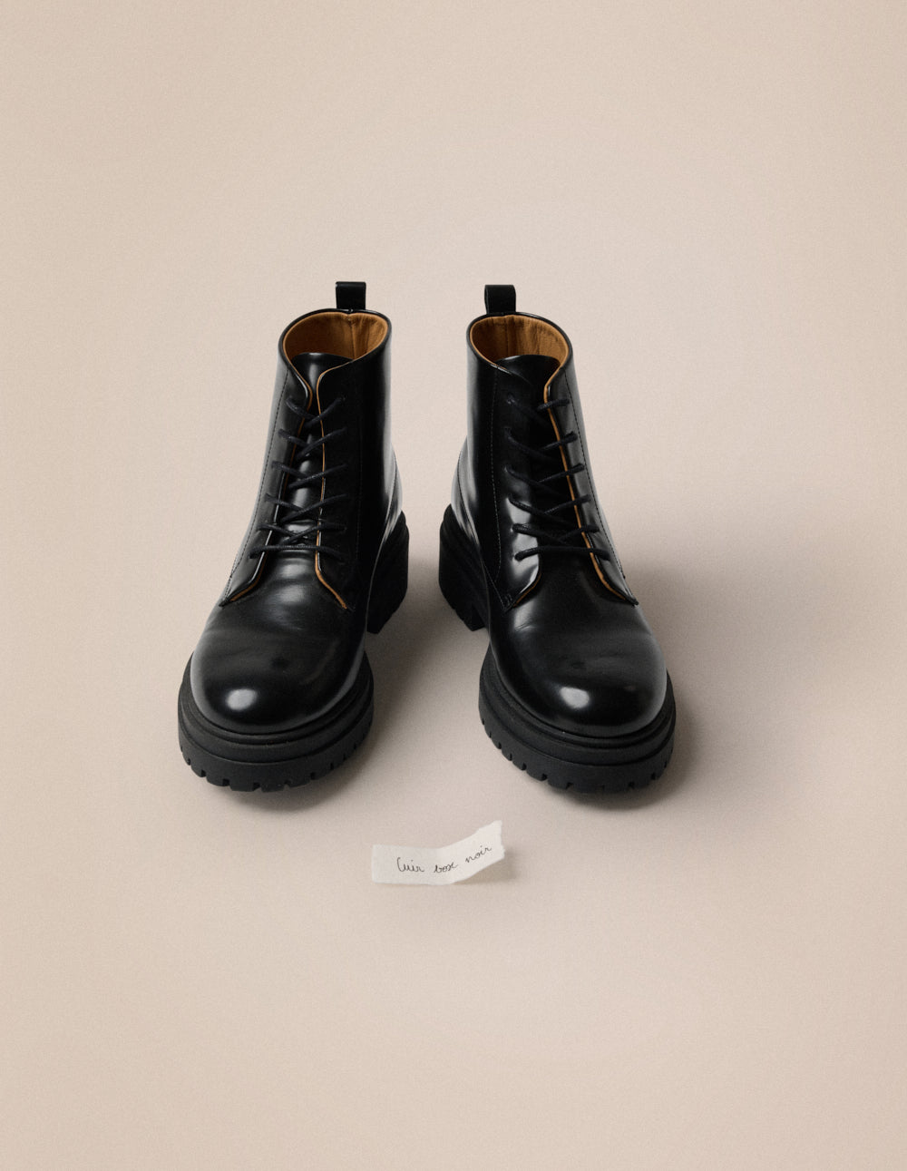 Bottines à lacets Bérénice - Cuir box noir