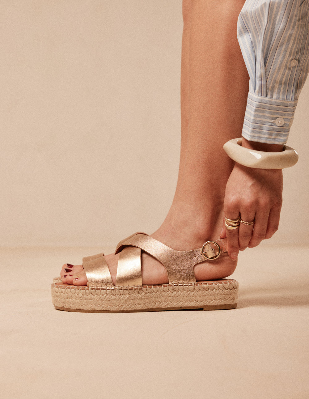 Espadrilles Chantal - Cuir doré