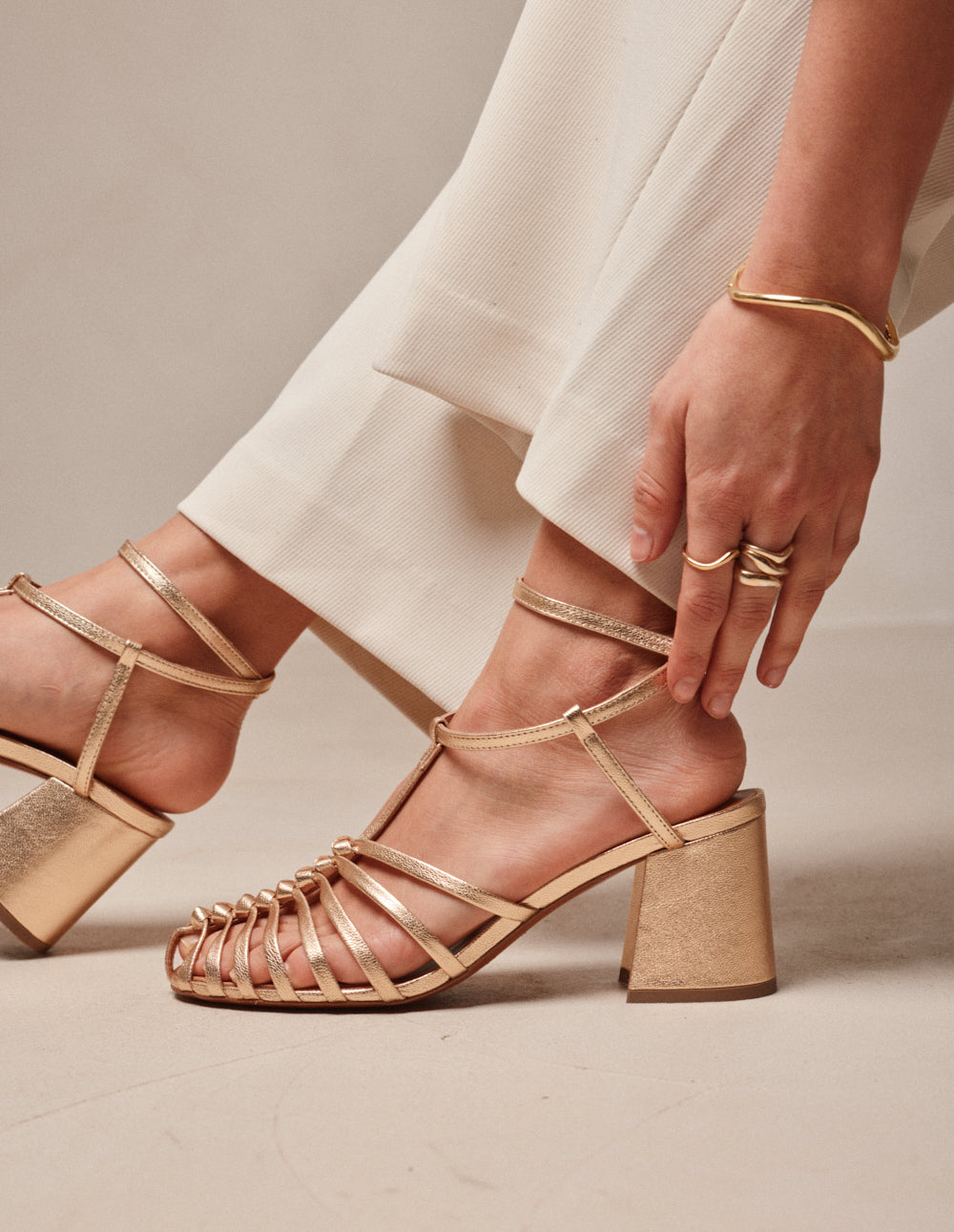 Sandales à talons Ciana - Cuir doré