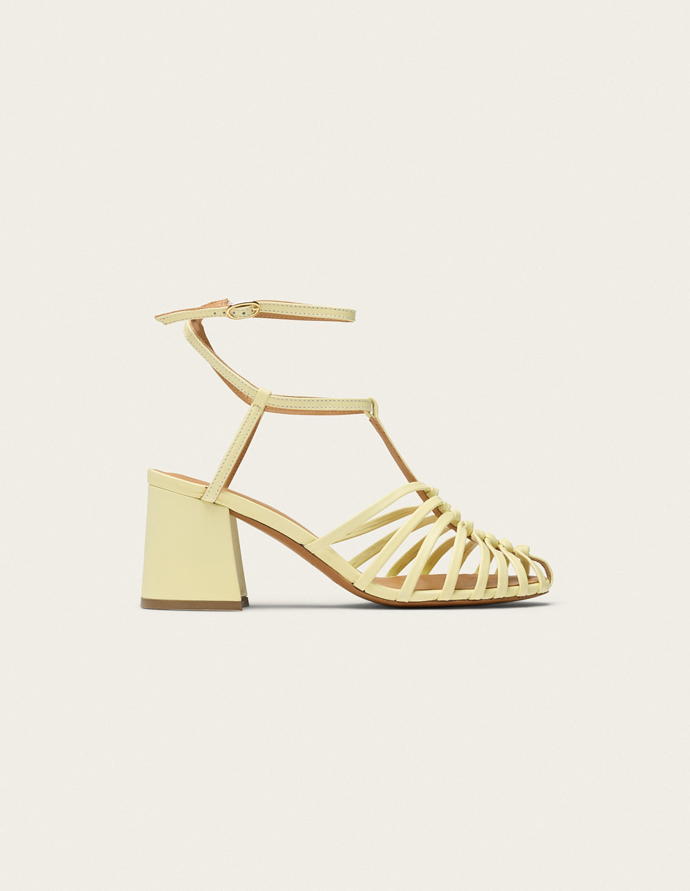 Ciana heeled sandals - Pastel yellow leather