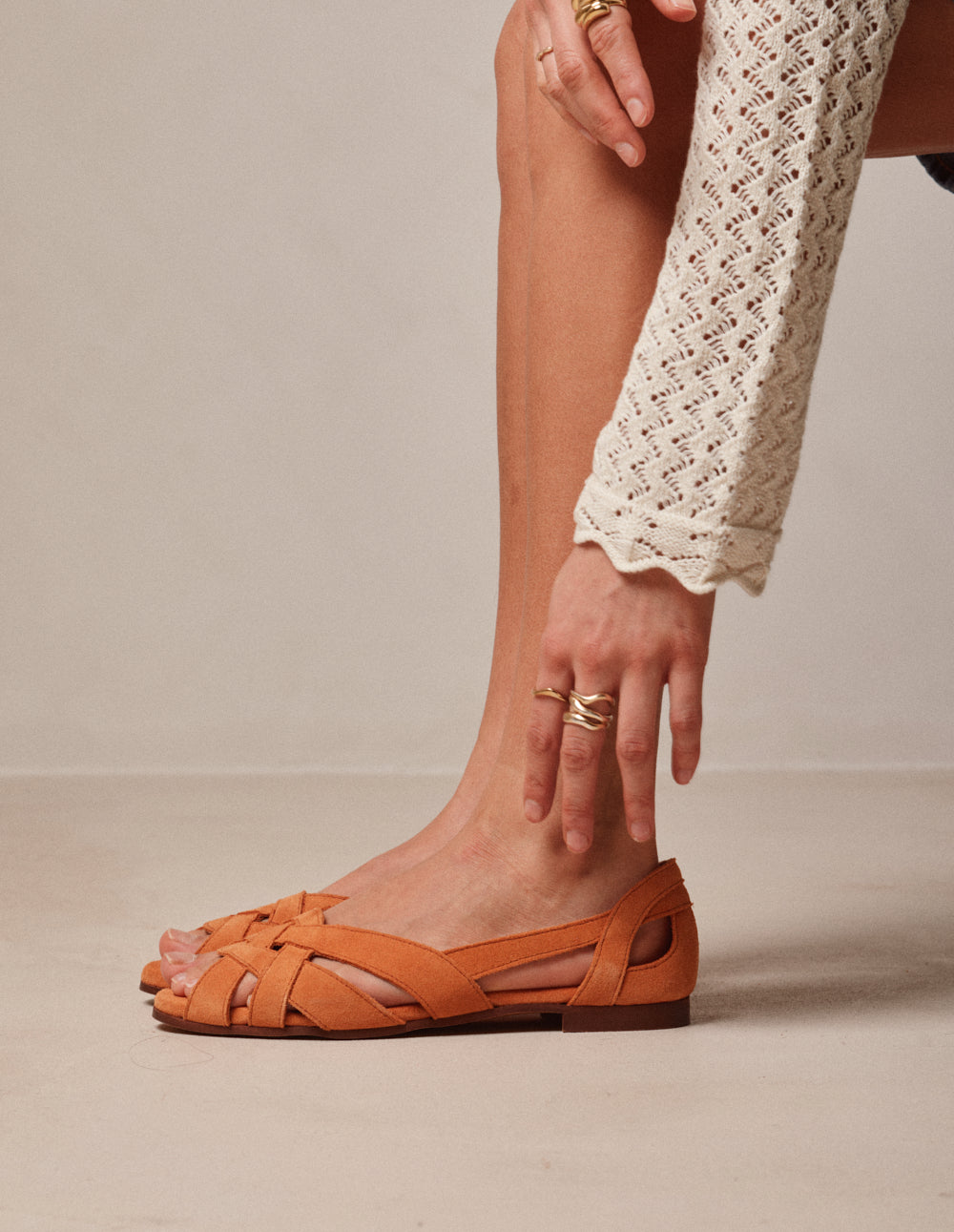 Clementine Sandals - Orange Suede